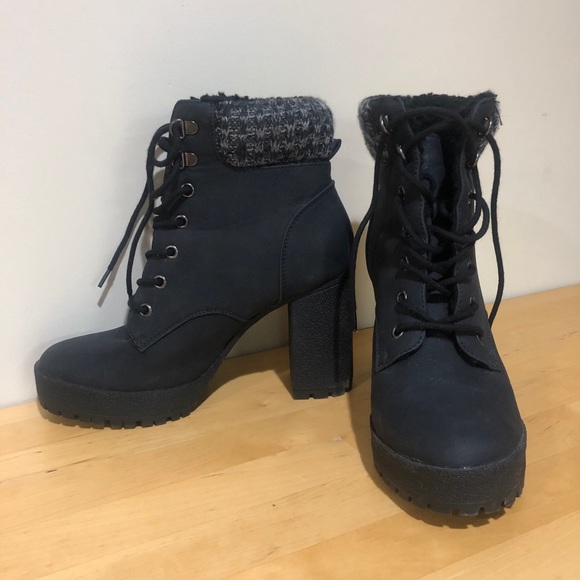 primark black platform boots